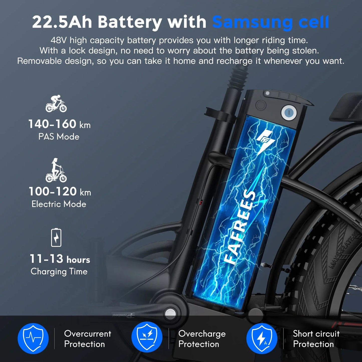 Vélo électrique léger et pliant avec batterie Samsung