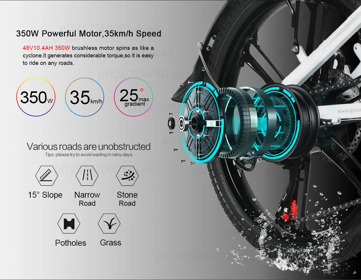 Vélo électrique léger et pliant mini 48V