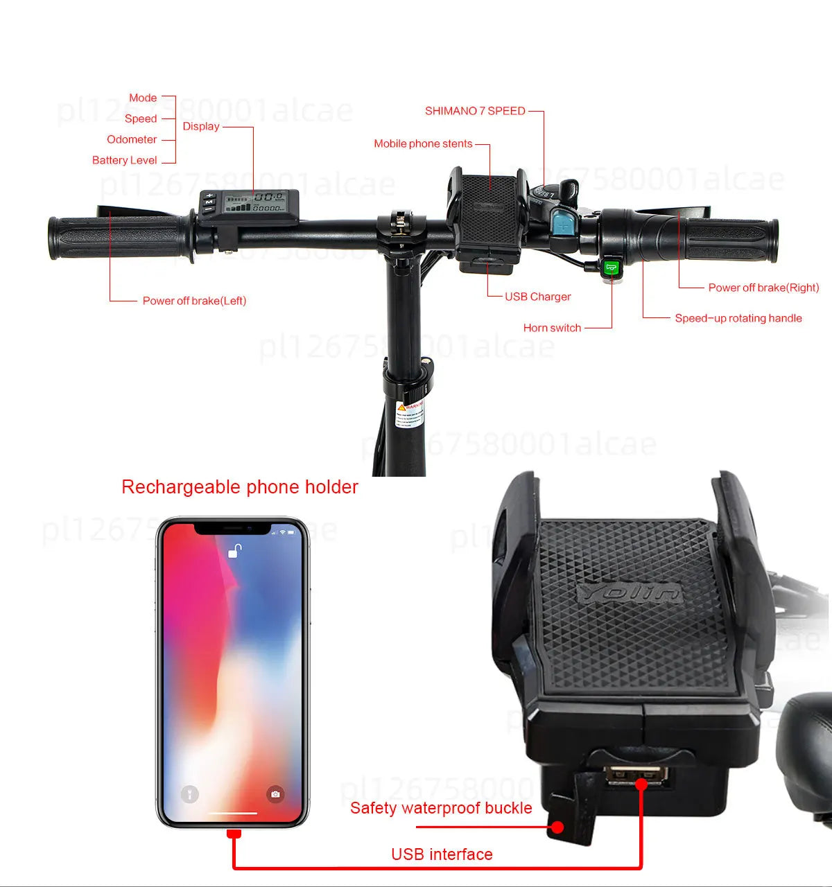 Vélo électrique léger et pliant mini 48V